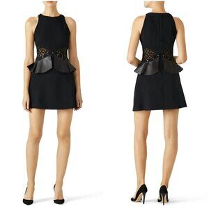 Giamba Black Leather Luxury Peplum Dress $1475